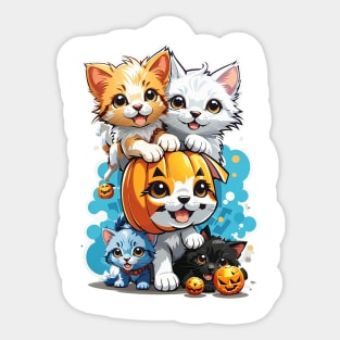 Kawaii Kittens And Dogs Playing Sticker